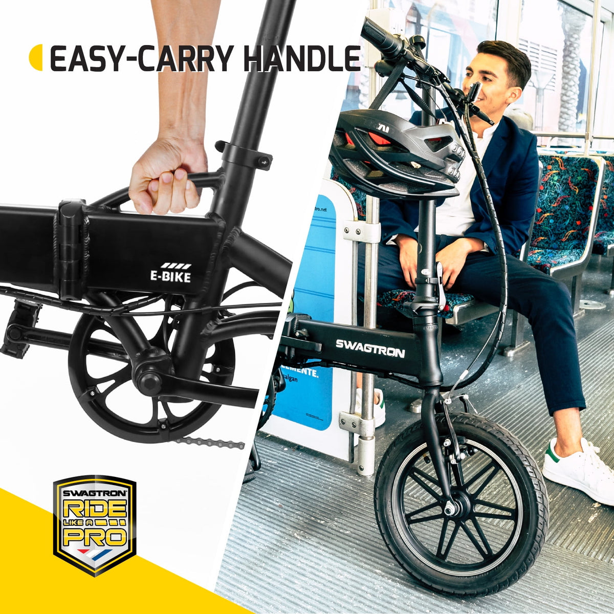 Swagtron EB5 Pro Plus Folding Electric Bike – 250W, 15 MPH