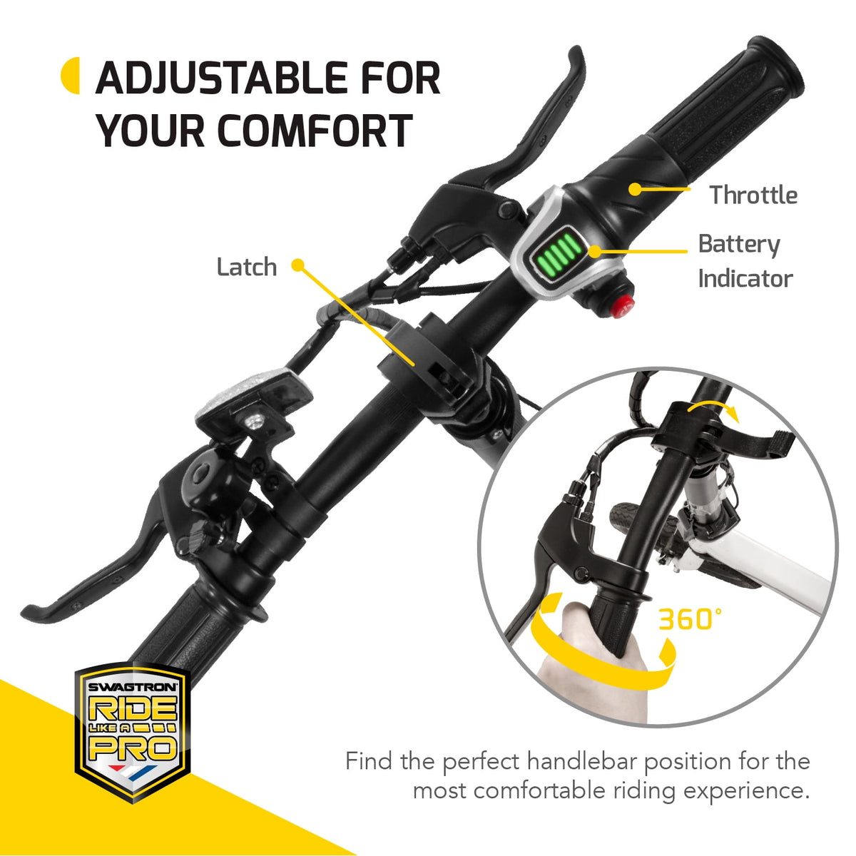 Swagtron EB5 Pro Plus Folding Electric Bike – 250W, 15 MPH