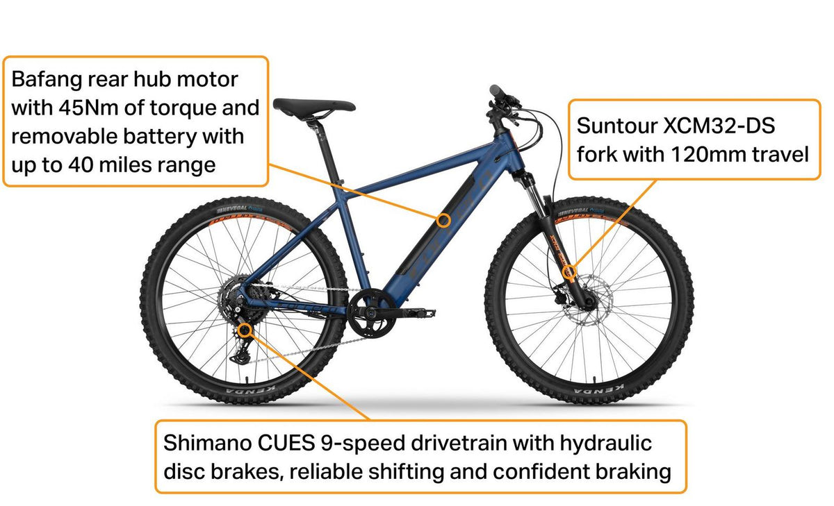 Carrera Vulcan-E Electric Mountain Bike - 40-Mile Range