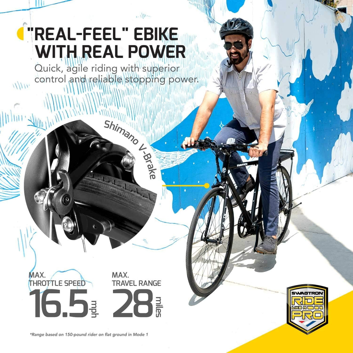 Swagtron EB12 City Commuter Electric Bike – 250W, 16.5 MPH, 7-Speed